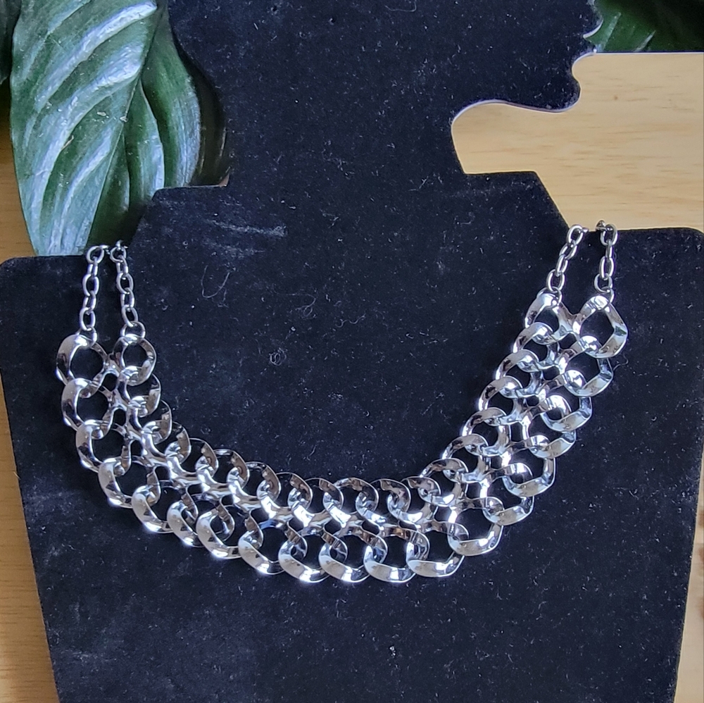 CATO Elegant Silver Double Chain Choker/ Necklace